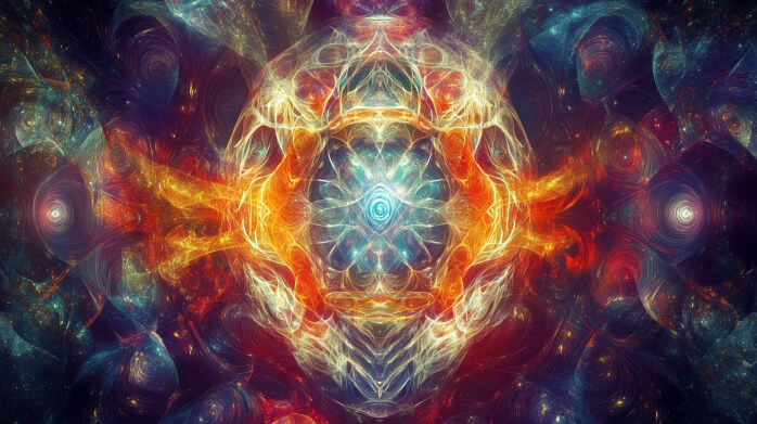 Wunderwerk Zirbeldrüse Abstrakte Darstellung der Zirbeldrüse als spirituelles Zentrum